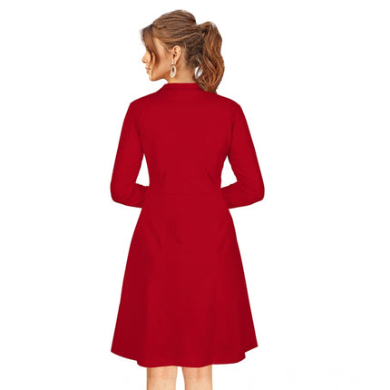 Rosolly Women's Knitting stretchable Solid Round Neck Full Sleeve Dress (Red)