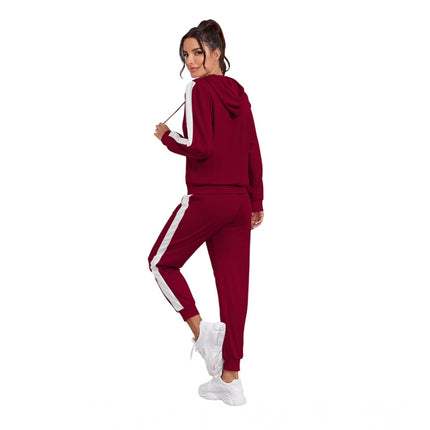 Rosolly Women's Knitting stretchable Solid Hooded Neck Full Sleeve Track Suit (Maroon)