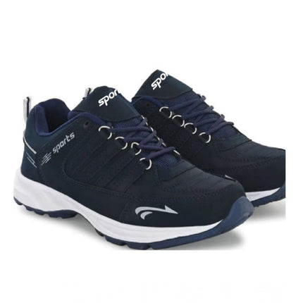 Rosolly Men's Casual Synthetic Leather Lace-Up Shoes (Navy Blue)