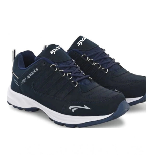 Rosolly Men's Casual Synthetic Leather Lace-Up Shoes (Navy Blue)