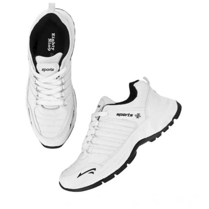 Rosolly Men's Casual Synthetic Leather Lace-Up Shoes (White)