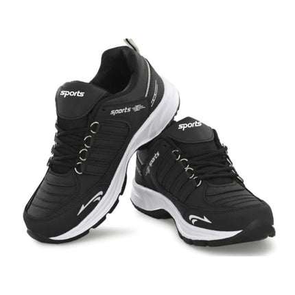 Rosolly Men's Casual Synthetic Leather Lace-Up Shoes (Black)
