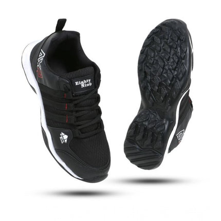Rosolly Men's Casual Synthetic Leather Lace-Up Shoes (Black)