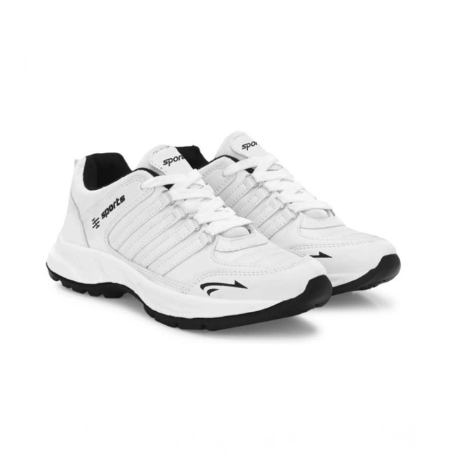 Rosolly Men's Casual Synthetic Leather Lace-Up Shoes (White)
