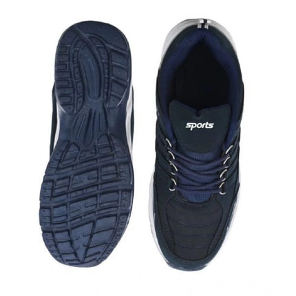 Rosolly Men's Casual Synthetic Leather Lace-Up Shoes (Navy Blue)