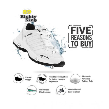 Rosolly Men's Casual Synthetic Leather Lace-Up Shoes (White)