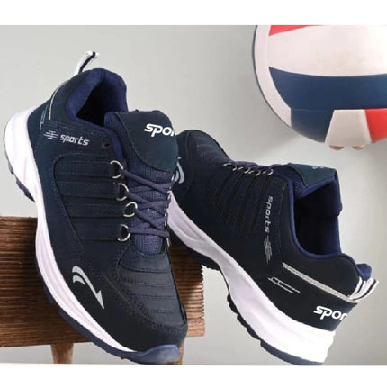 Rosolly Men's Casual Synthetic Leather Lace-Up Shoes (Navy Blue)