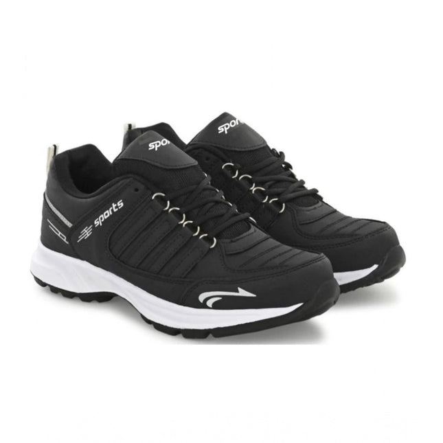 Rosolly Men's Casual Synthetic Leather Lace-Up Shoes (Black)