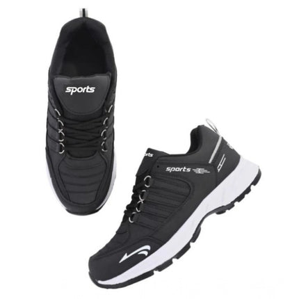 Rosolly Men's Casual Synthetic Leather Lace-Up Shoes (Black)