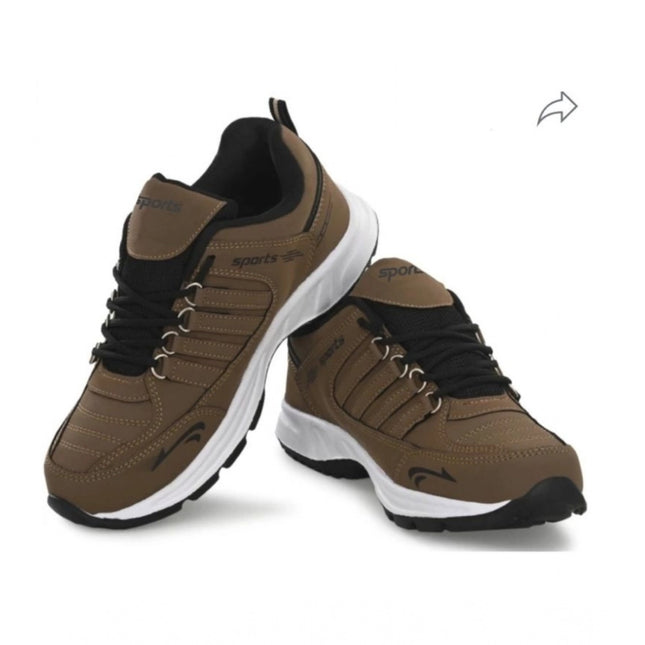 Rosolly Men's Casual Synthetic Leather Lace-Up Shoes (Brown)