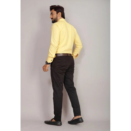 Rosolly Men's Casual Cotton Solid Full Sleeve Shirt (Yellow)