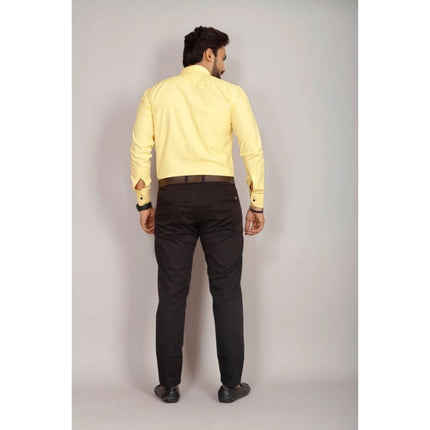 Rosolly Men's Casual Cotton Solid Full Sleeve Shirt (Yellow)