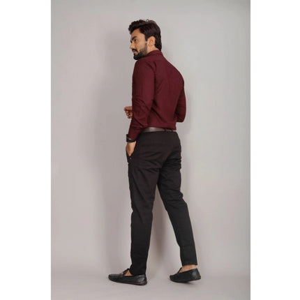 Rosolly Men's Casual Cotton Solid Full Sleeve Shirt (Brown)