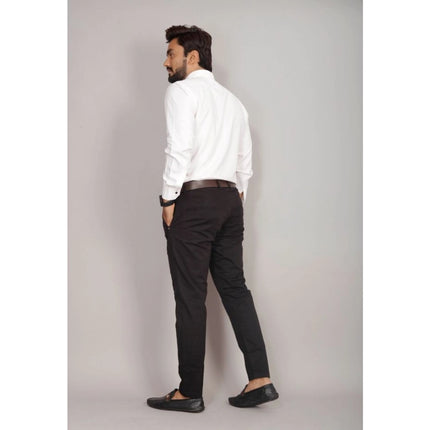 Rosolly Men's Casual Cotton Solid Full Sleeve Shirt (White)