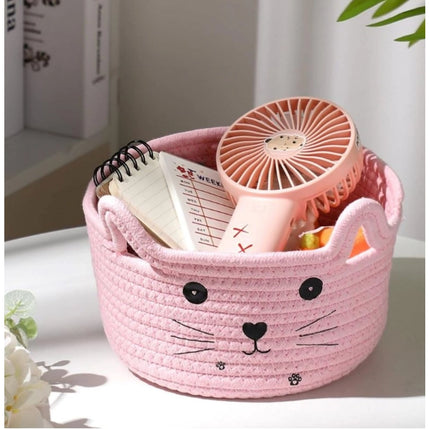 Rosolly Cotton Small Cat With Face Basket Pack of 1 (Pink)