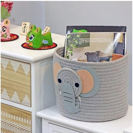 Rosolly Cotton Elephant Basket 10x8 Inch Pack of 1 (Grey)