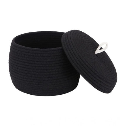 Rosolly Cotton Bear Shaped Storage Matka Basket With Lid Pack of 1 (Black)