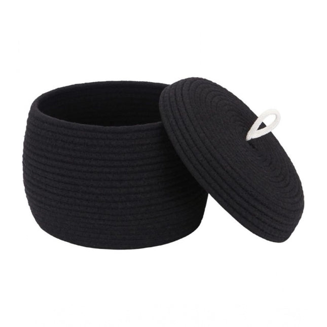 Rosolly Cotton Bear Shaped Storage Matka Basket With Lid Pack of 1 (Black)
