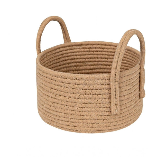 Rosolly Cotton Round Storage Rope Woven Baskets Pack of 2 (Beige)