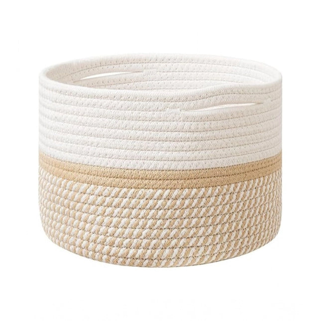 Rosolly Cotton Storage Rope Woven Baskets 9x7 Inch Pack of 1 (Beige)