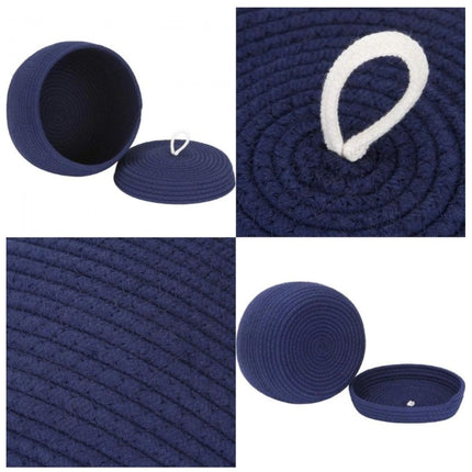 Rosolly Cotton Bear Shaped Storage Matka Basket With Lid Pack of 1 (Blue)