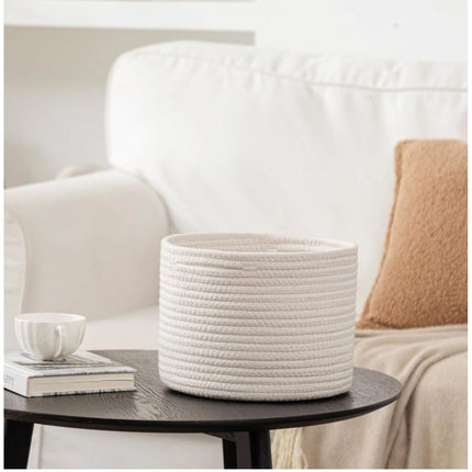 Rosolly Cotton Storage Rope Woven Baskets 9x7 Inch Pack of 1 (White)