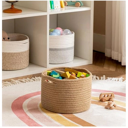 Rosolly Cotton Storage Rope Woven Baskets 9x7 Inch Pack of 1 (Beige)
