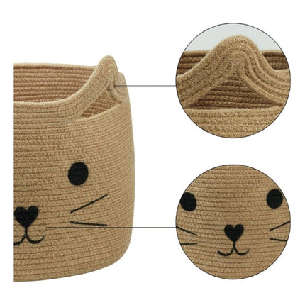 Rosolly Cotton Large Storage Cat Basket 15x11 Inch Pack of 1 (Beige)