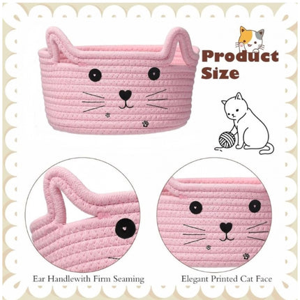 Rosolly Cotton Small Cat With Face Basket Pack of 1 (Pink)
