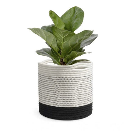 Rosolly Cotton Large Woven Storage Basket 10x10 Inch Pack of 1 (White)