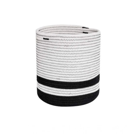 Rosolly Cotton Large Woven Storage Basket 10x10 Inch Pack of 1 (Black &amp; White)