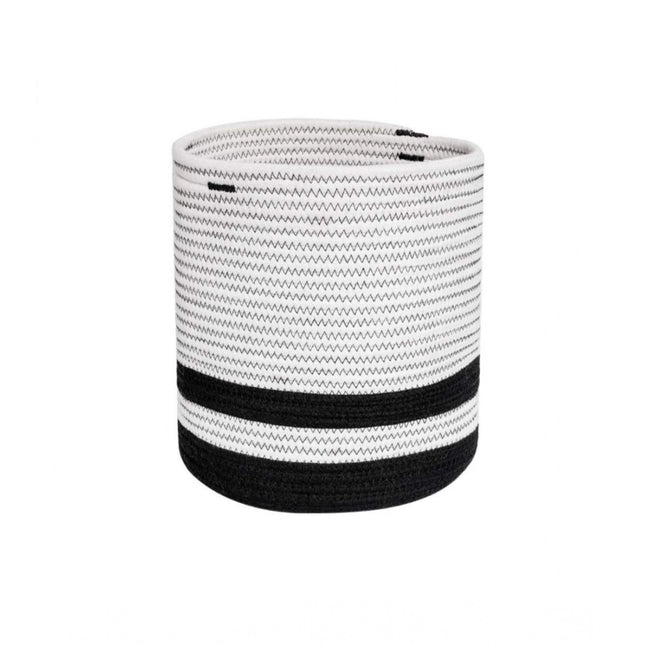 Rosolly Cotton Large Woven Storage Basket 10x10 Inch Pack of 1 (Black &amp; White)