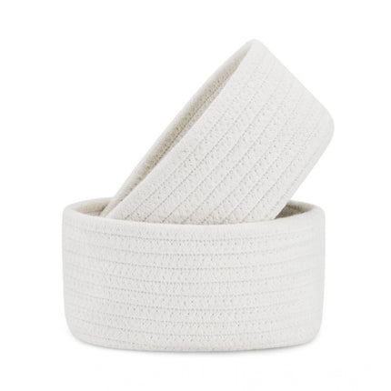 Rosolly Cotton Storage Rope Woven Baskets Pack of 2 (White)