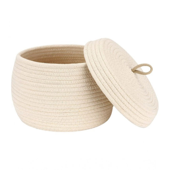 Rosolly Cotton Bear Shaped Storage Matka Basket With Lid Pack of 1 (Beige)