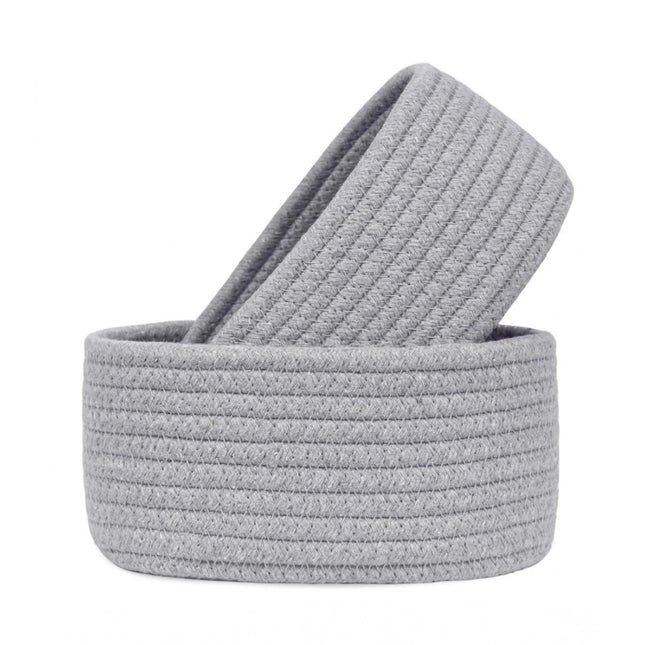 Rosolly Cotton Storage Rope Woven Baskets Pack of 2 (Grey)