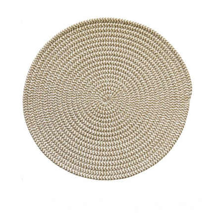 Rosolly Cotton Dining Table Round Placemat Mats Set of 4 (Beige White)