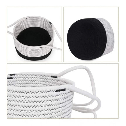 Rosolly Cotton Hanging Planter Flower Basket Pack of 1 (Black &amp; White)