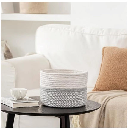 Rosolly Cotton Storage Rope Woven Baskets 9x7 Inch Pack of 1 (Grey)