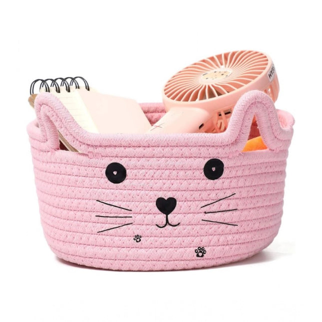 Rosolly Cotton Small Cat With Face Basket Pack of 1 (Pink)
