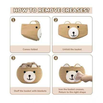 Rosolly Cotton Bear Shaped Storage Baskets Pack of 1 (Beige)