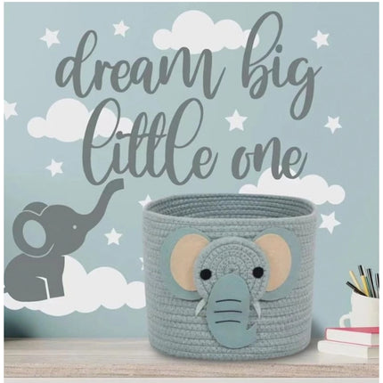 Rosolly Cotton Elephant Basket 10x8 Inch Pack of 1 (Grey)