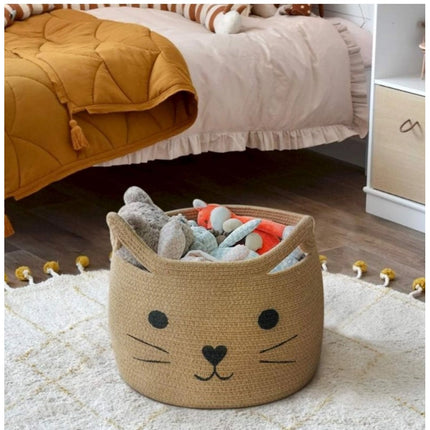 Rosolly Cotton Large Storage Cat Basket 15x11 Inch Pack of 1 (Beige)