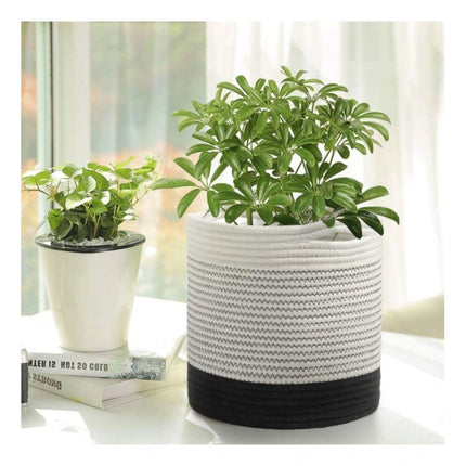 Rosolly Cotton Large Woven Storage Basket 10x10 Inch Pack of 1 (White)