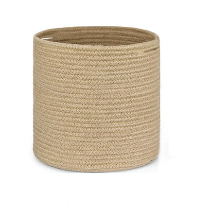 Rosolly Cotton Large Woven Storage Basket 11x11 Inch Pack of 1 (Beige)