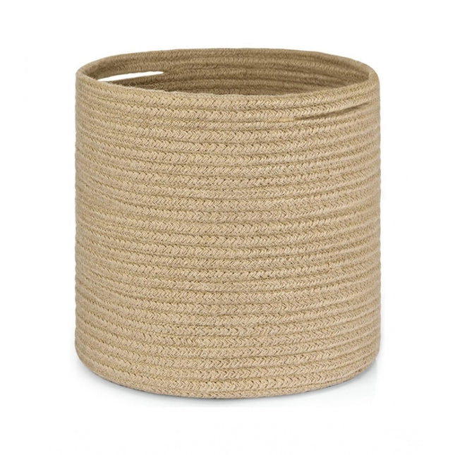 Rosolly Cotton Large Woven Storage Basket 11x11 Inch Pack of 1 (Beige)