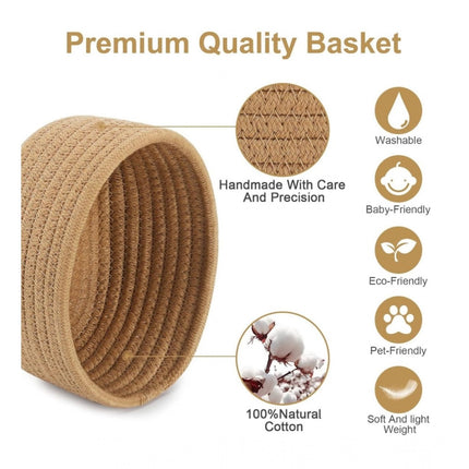Rosolly Cotton Storage Rope Woven Baskets Pack of 2 (Beige)