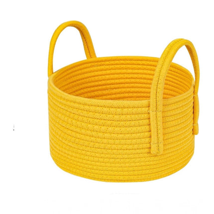 Rosolly Cotton Round Storage Rope Woven Baskets Pack of 2 (Yellow)