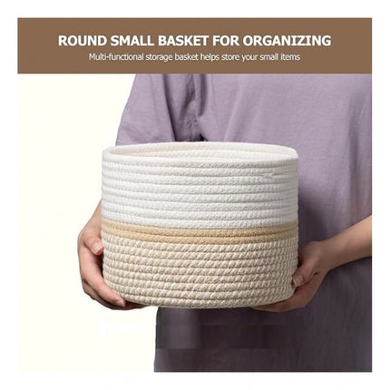 Rosolly Cotton Storage Rope Woven Baskets 9x7 Inch Pack of 1 (Beige)