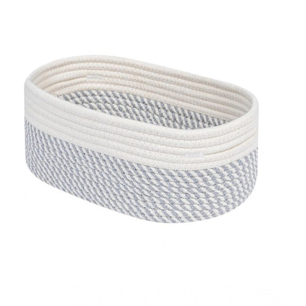 Rosolly Cotton Oval Storage Rope Woven Baskets Pack of 1 (Grey White)
