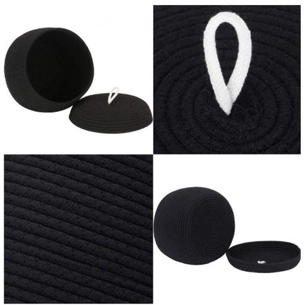 Rosolly Cotton Bear Shaped Storage Matka Basket With Lid Pack of 1 (Black)